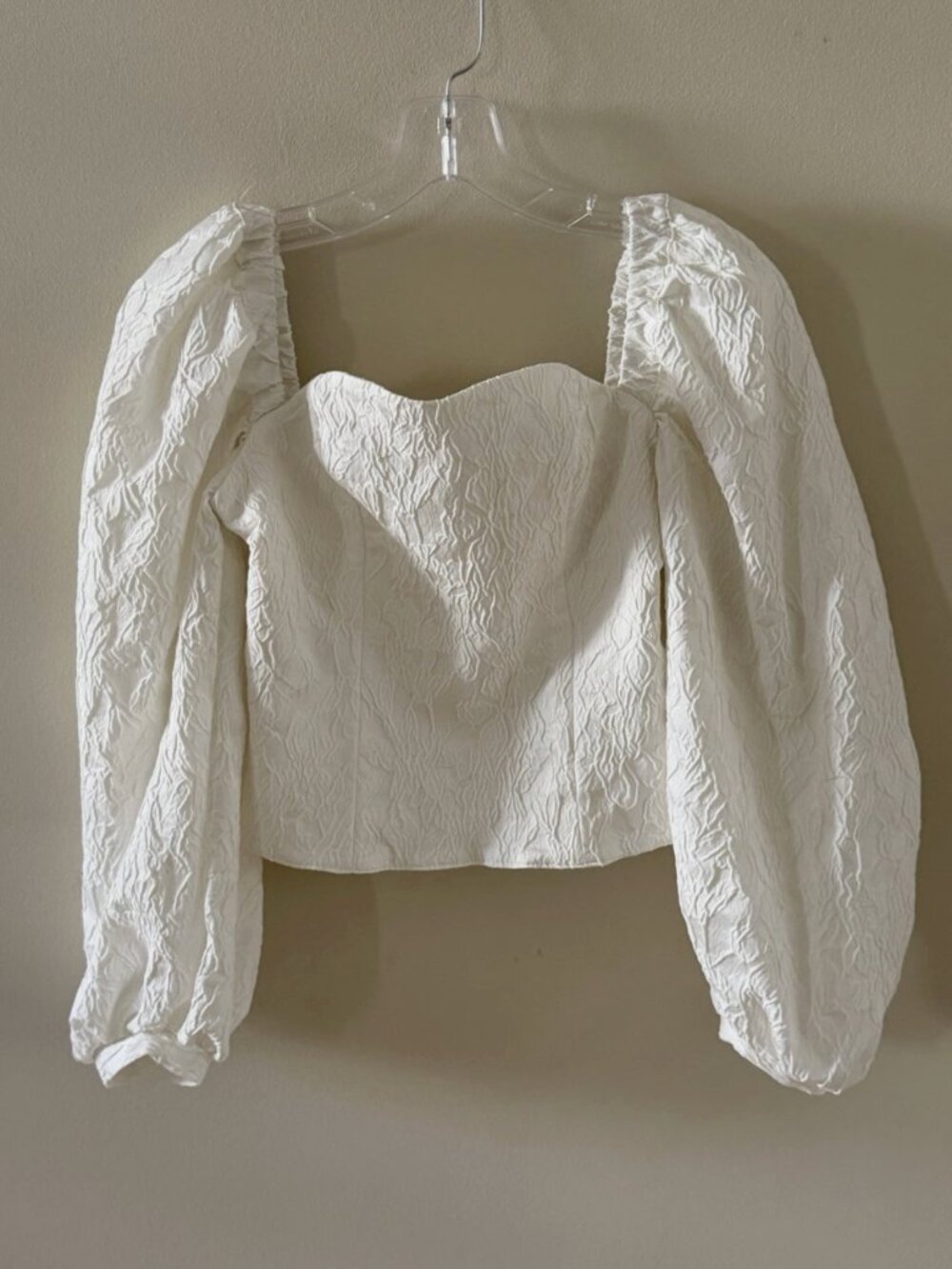 MAISON GUILLEMETTE White Textured Jacquard Lng Slve Luxury Corset top Small